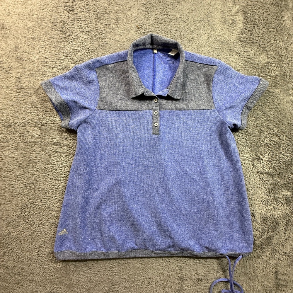 Adidas Polo Shirt Womens L Blue Gray Excellent Drawstring Waist Woven Z97669